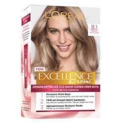 رنگ موی شماره 8.1 لورال loreal رنگ بلوند دودی تیره سری Excellence