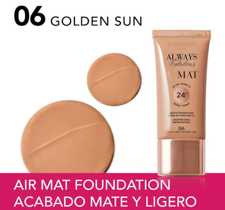 کرم پودر بورژوآ سری Air Mat شمار 06 رنگ GOLDEN SUN حجم 30 میلی لیتر
